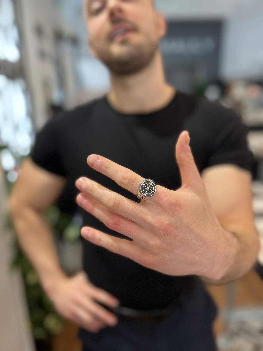 Sterling Silver Compass Ring