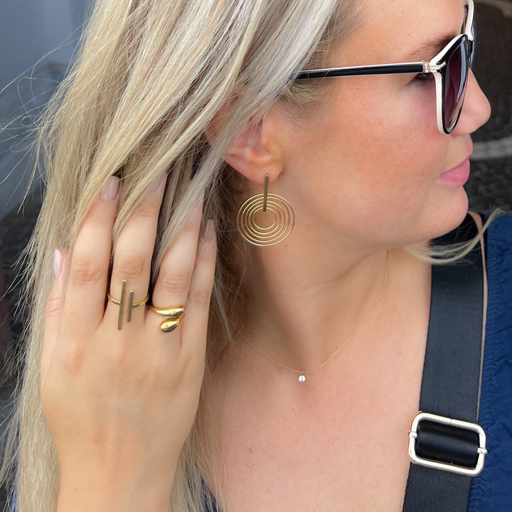 Tammi Matt Gold Rings Drop Earrings
