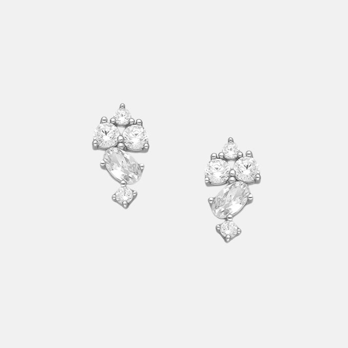 Zircon Droplets Sterling Silver Stud Earrings