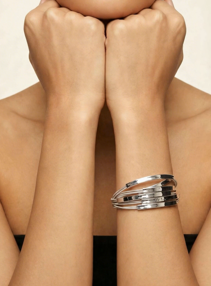 Palm Springs Layered Bars Bracelet - Silver | Mixed Metals