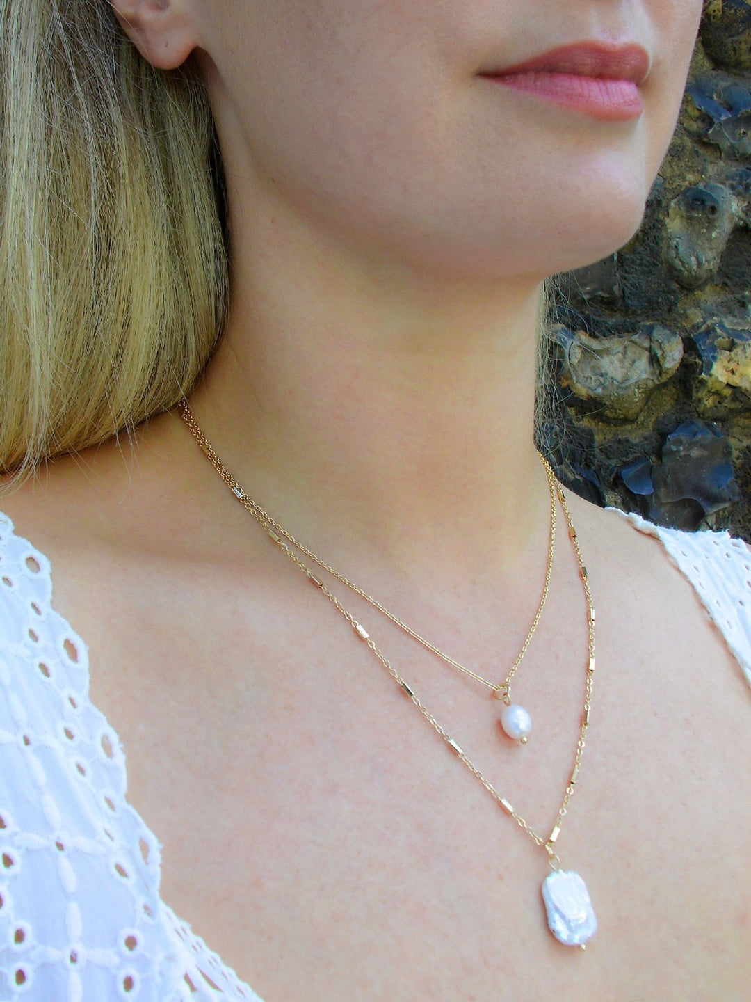 Gia Silver Modern Layer Necklace - Silver | Gold