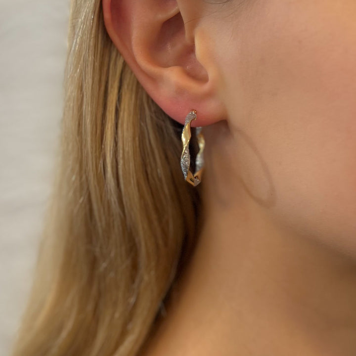 Chelsea 9ct Yellow & White Gold Spiral Twist Hoop Earrings