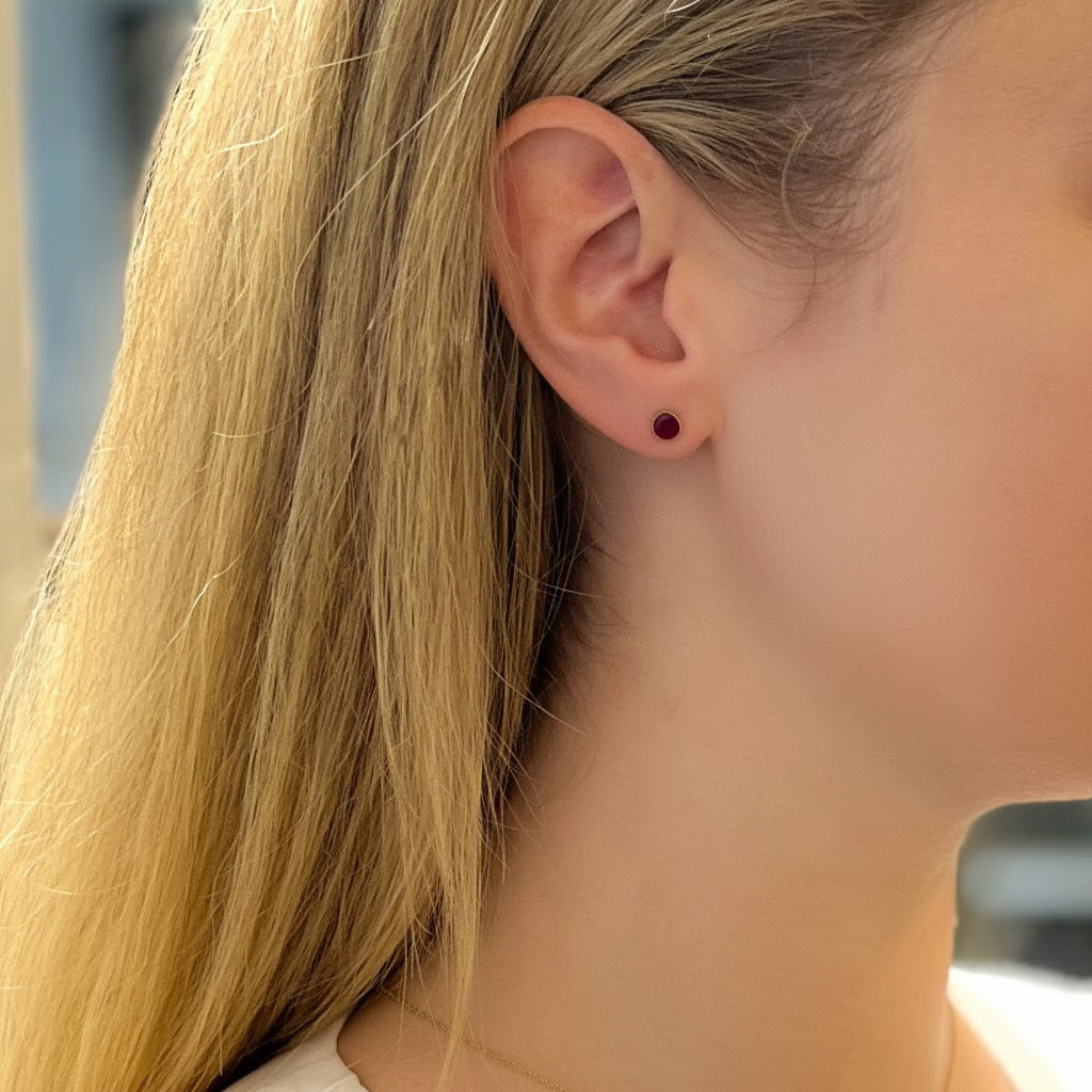 Gemstone Tear Drop Stud Earrings - Ruby | Moonstone | Lapis Lazuli