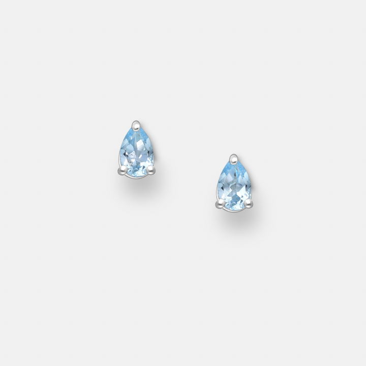 Tear Drop Sterling Silver Stud Earrings - Blue | Green