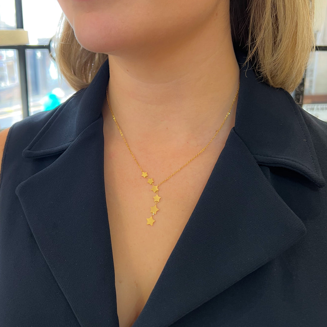 Gold Asymmetrical Stars Necklace