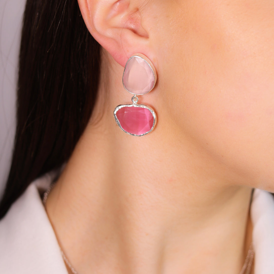 Pink Lady Silver Cocktail Earrings