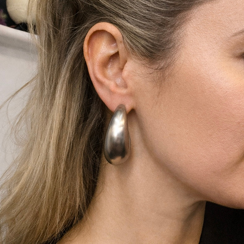 Luna Curve Statement Hoops - Silver | Gold
