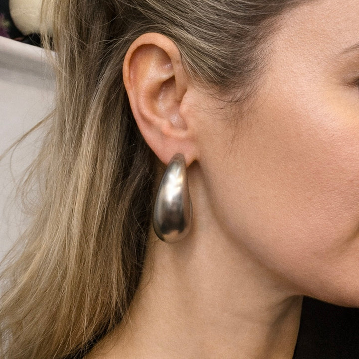 Luna Curve Statement Hoops - Silver | Gold