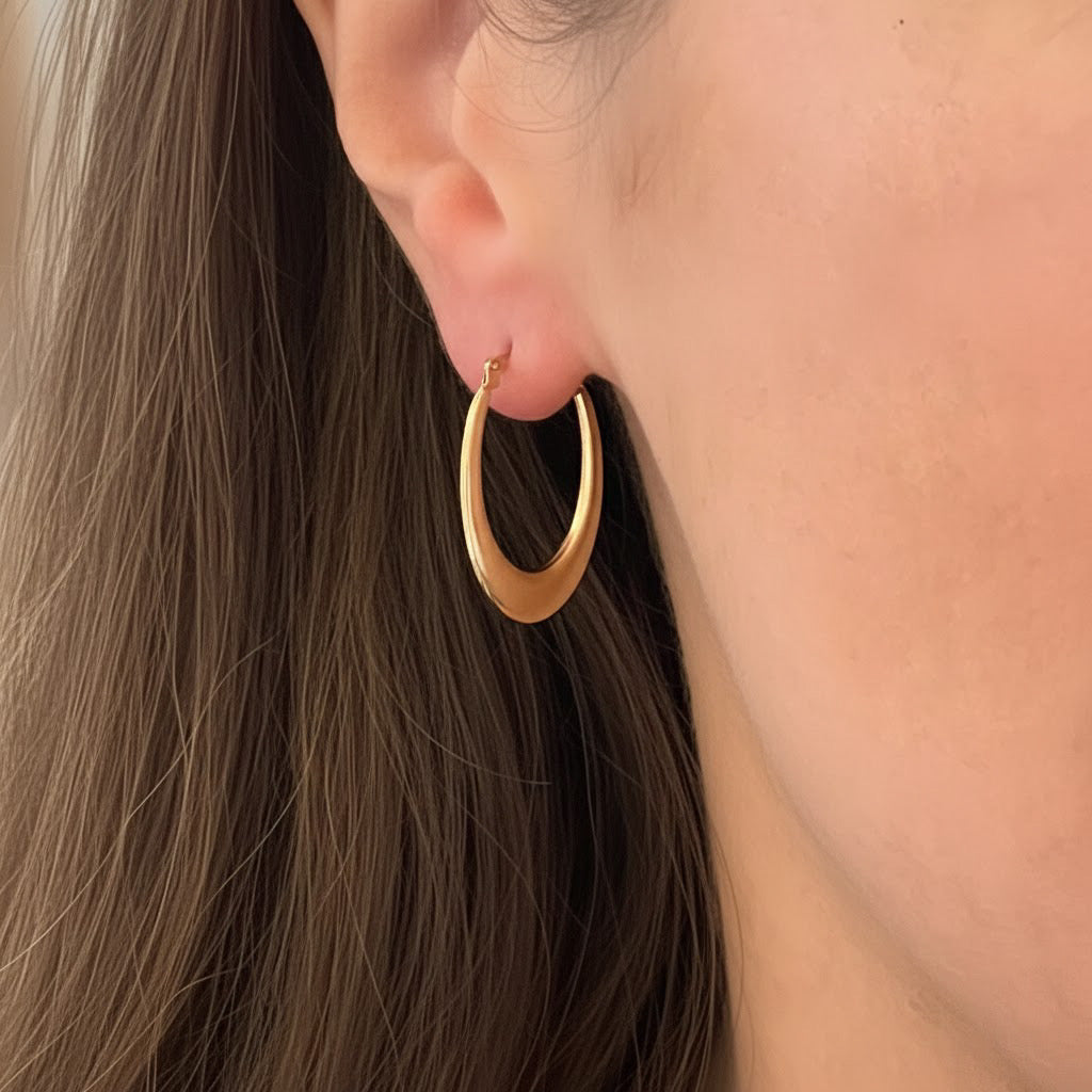 9ct Oval Creole Hoop Earrings