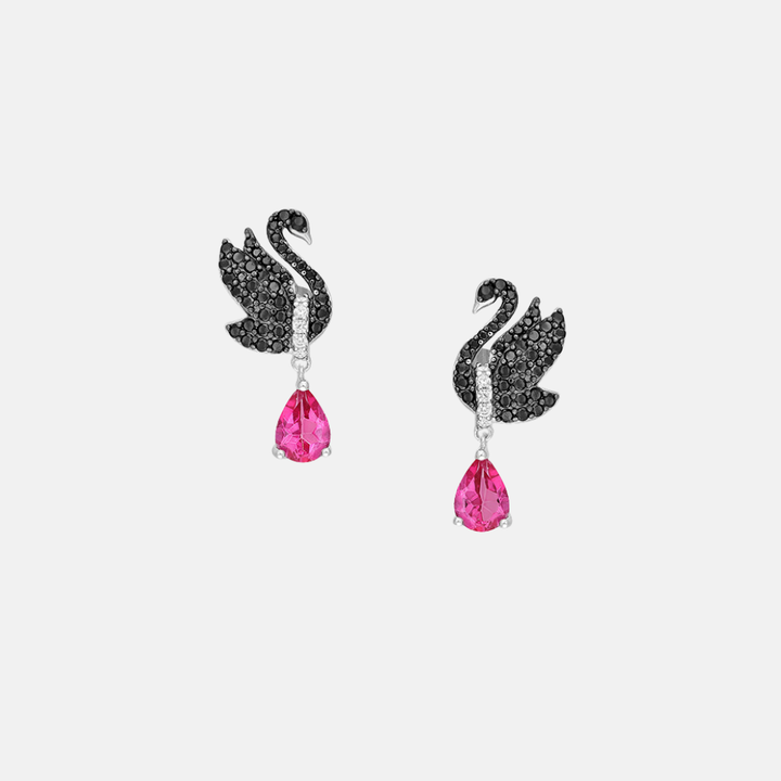 Black Swan Pink Stone Earrings