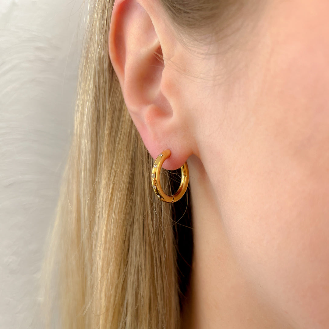 Millie Dainty Stone Gold Hoops