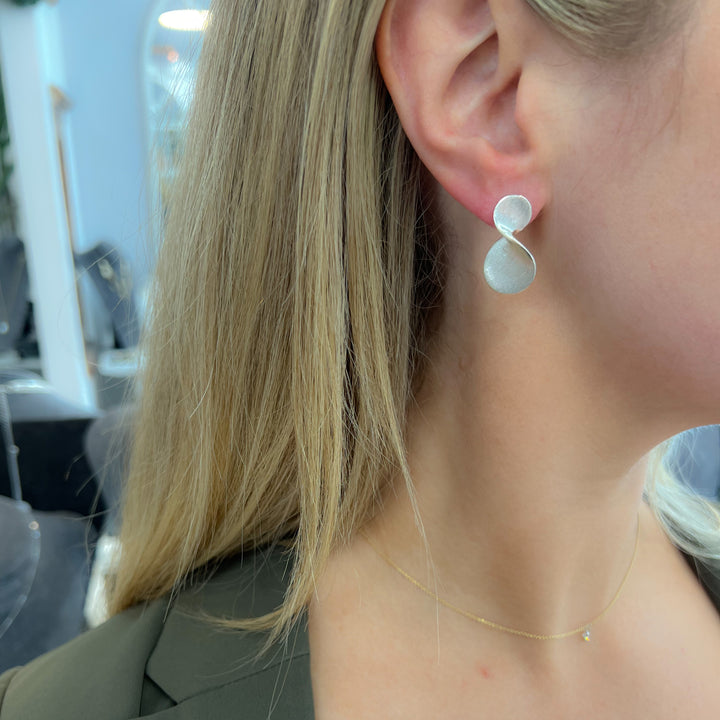 Matt-Silver Twisted Sterling Silver Earrings