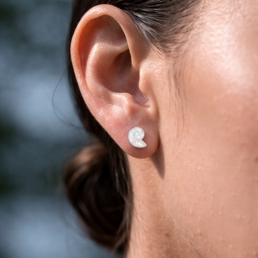 Luna Shell Sterling Silver Stud Earrings