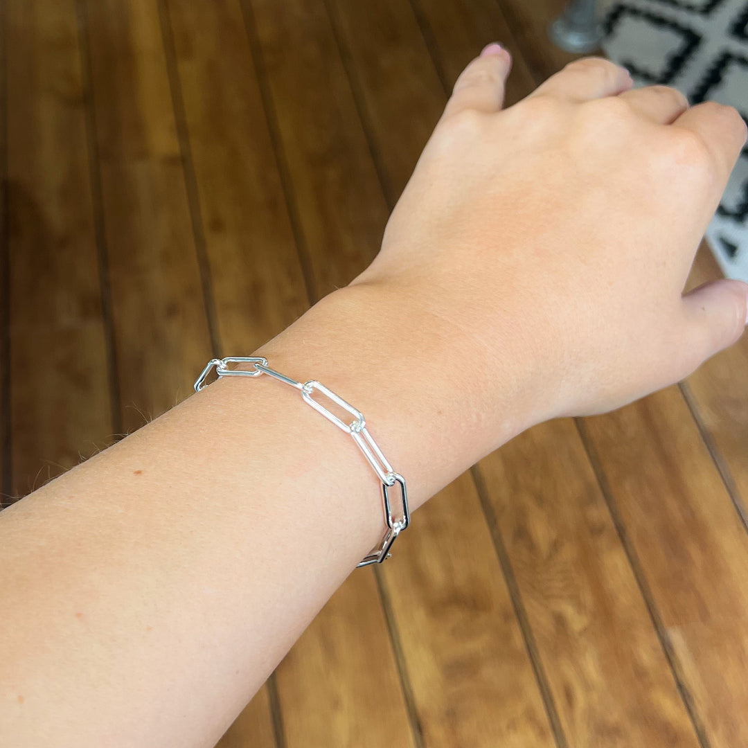 Edie Chunky Sterling Silver Square Link Chain Bracelet - 7 Inch | 7.5 Inch | 8 Inch