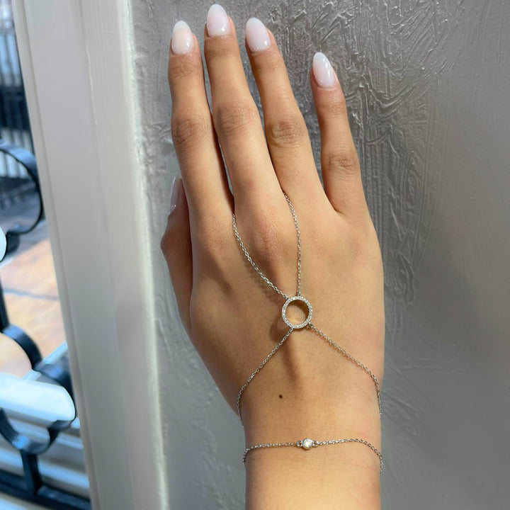 Kara Zircon Ring Hand Chain Jewellery Ring & Bracelet