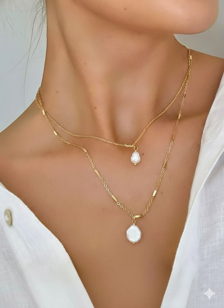 Gia Silver Modern Layer Necklace - Silver | Gold