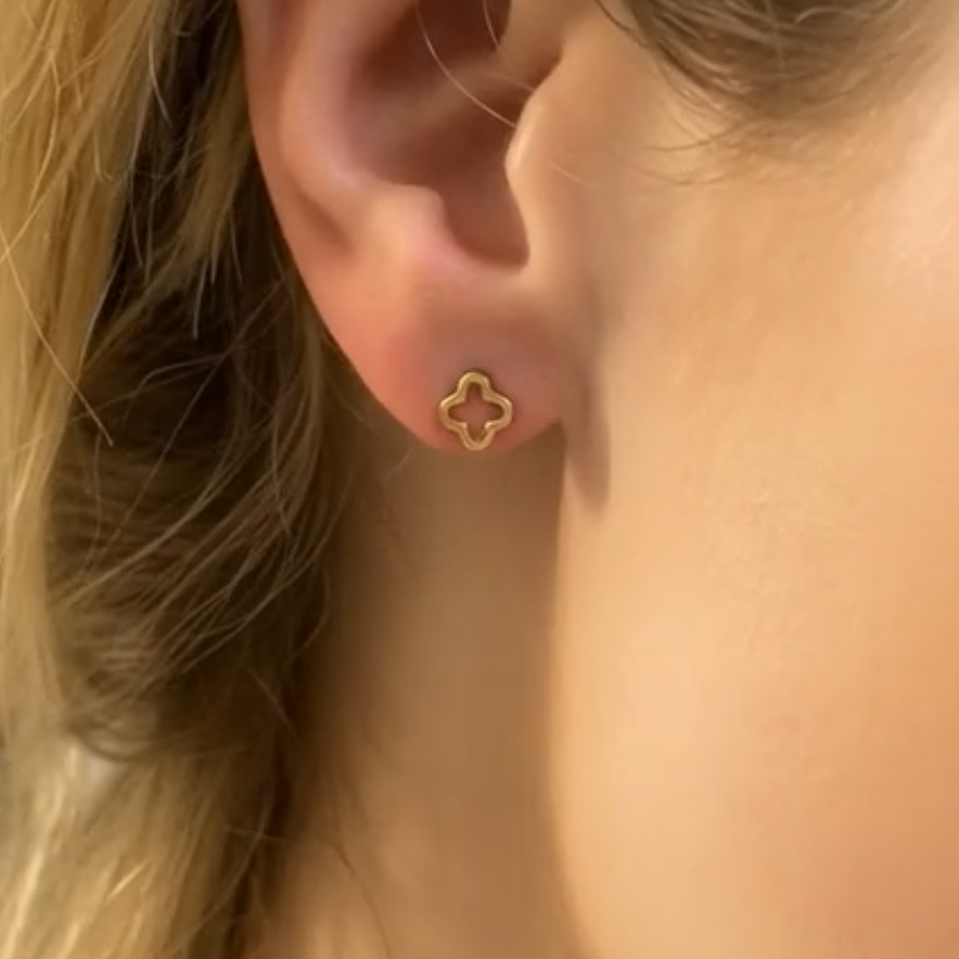 Lani Gold Plated Sterling Silver Clover Stud Earrings