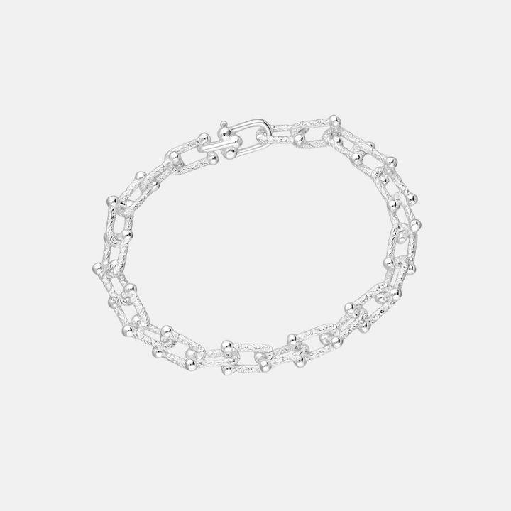 Textured Mishkin Link Sterling Silver Bracelet