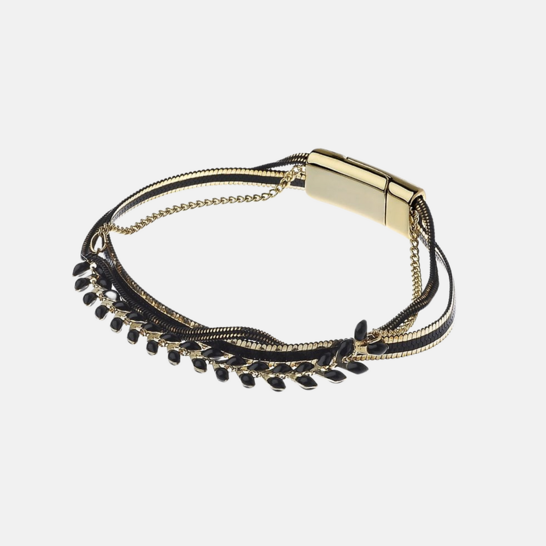 Abi Black & Gold Triple Row Magnetic Bracelet