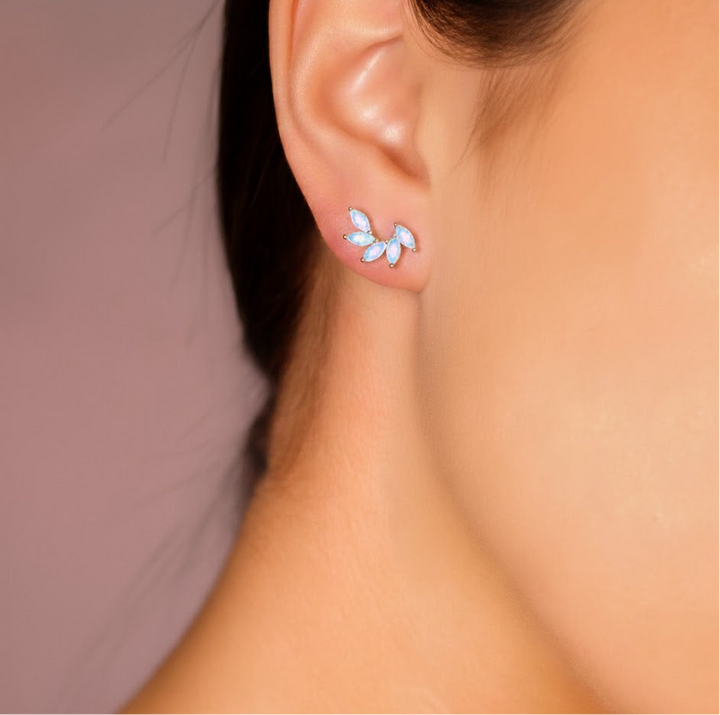 Moonstone Petal Stud Earrings