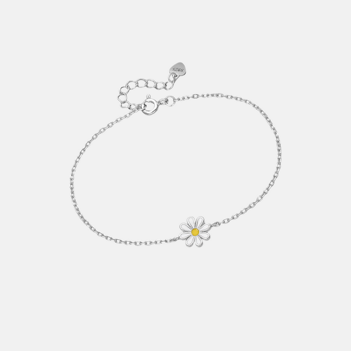 Enamel Daisy Sterling Silver Bracelet