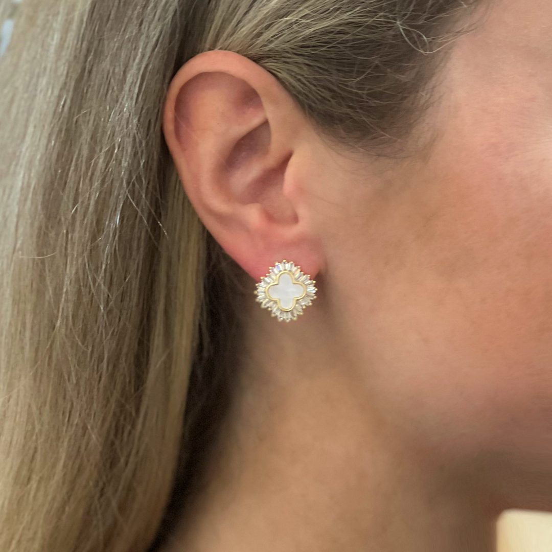 Radiate Mother of Pearl Clover Studs
