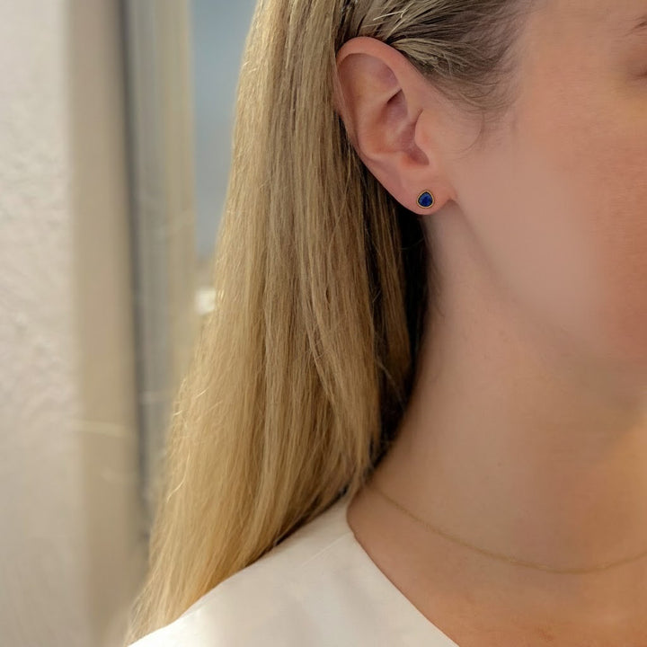 Gemstone Stud Earrings - Emerald | Amethyst | Black Onyx | Aquamarine | Rose Quartz | Labradorite