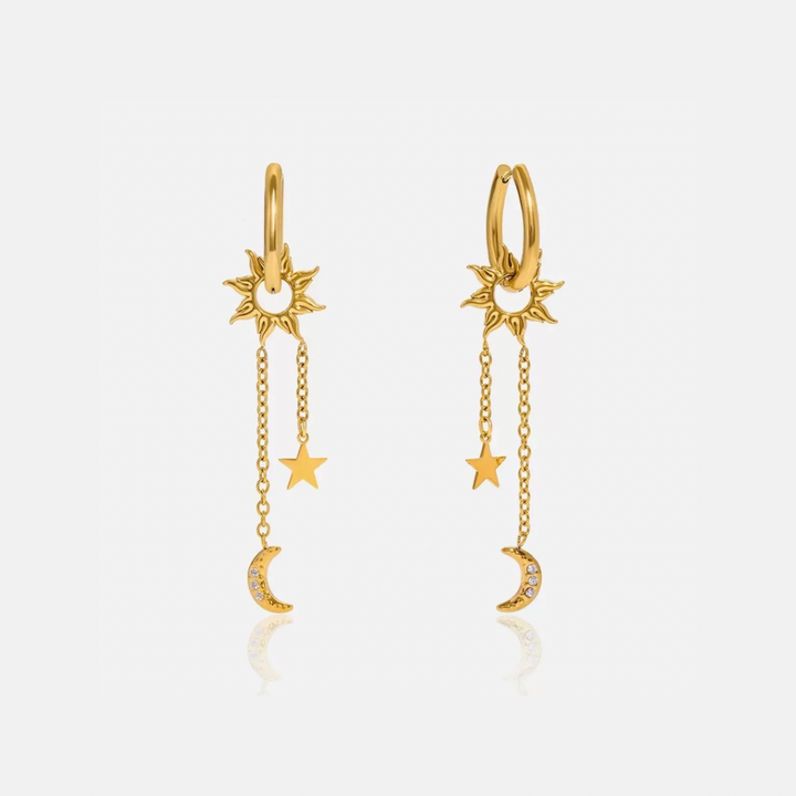 Celestial Chain & Charms Hoop Earrings