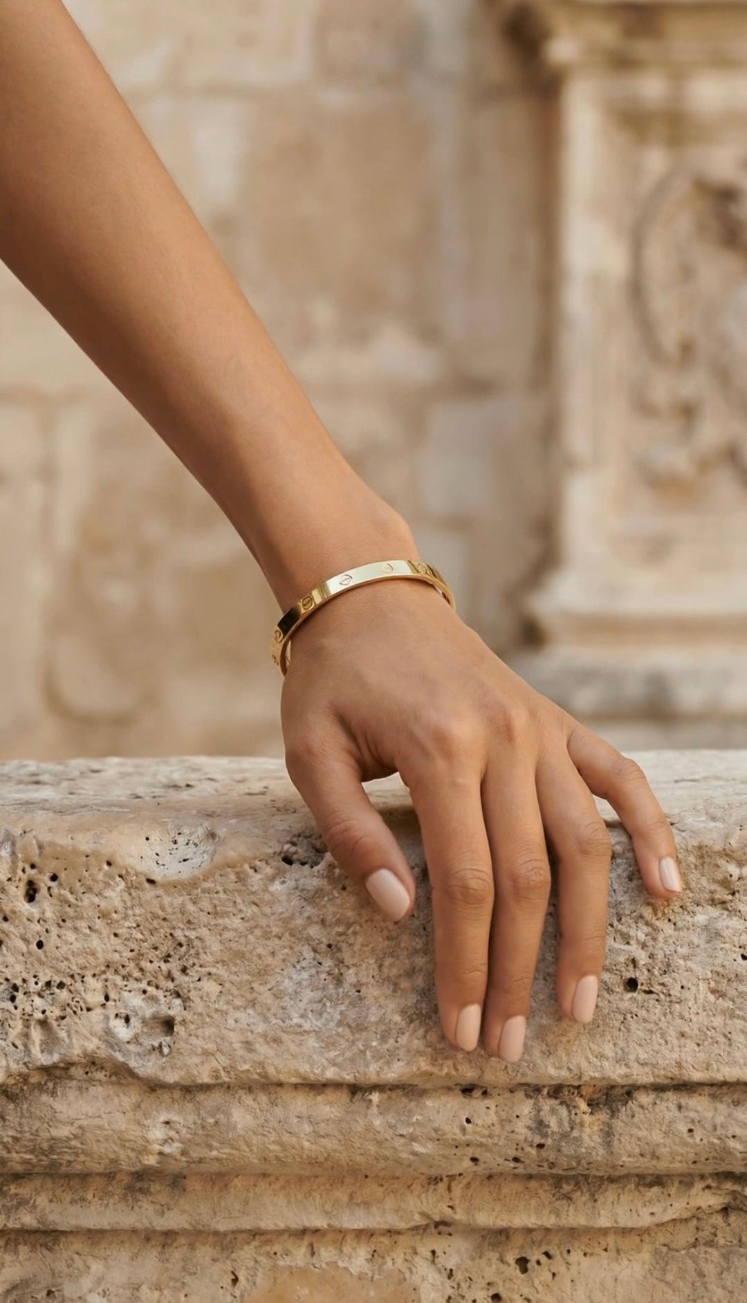 Gold Steel Screws Bangle Bracelet