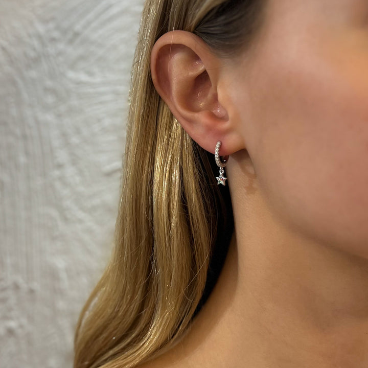Moon & Star .925 Huggie Hoop Earrings