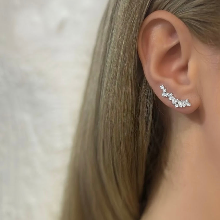 Zelda Baguette Ear Climber Earrings