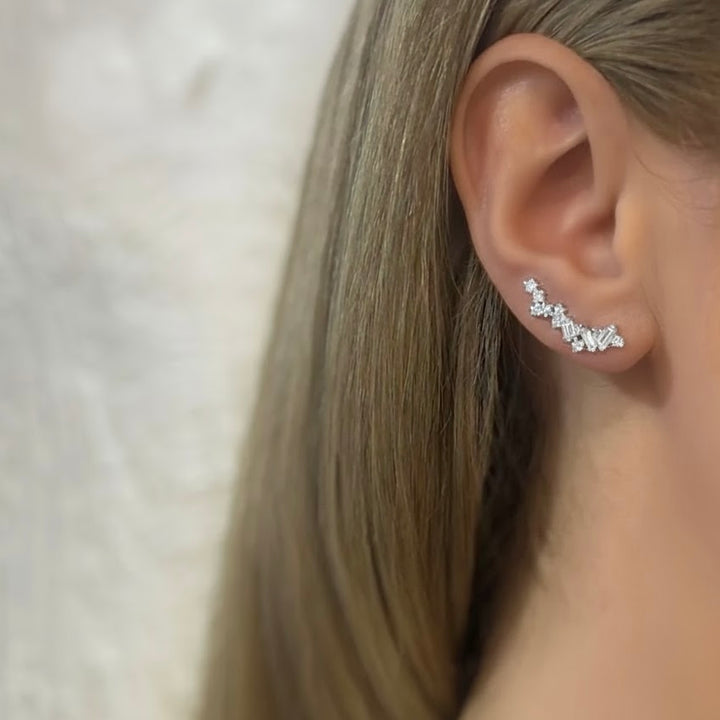 Zelda Baguette Ear Climber Earrings
