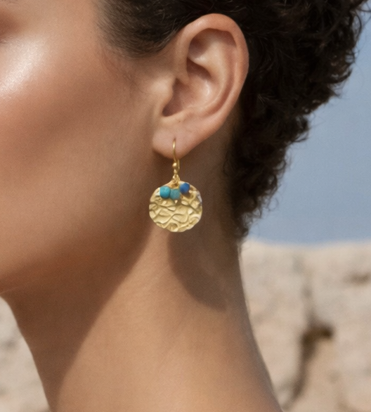 Azure Coast Disc Drop 18ct Gold Plated Earrings