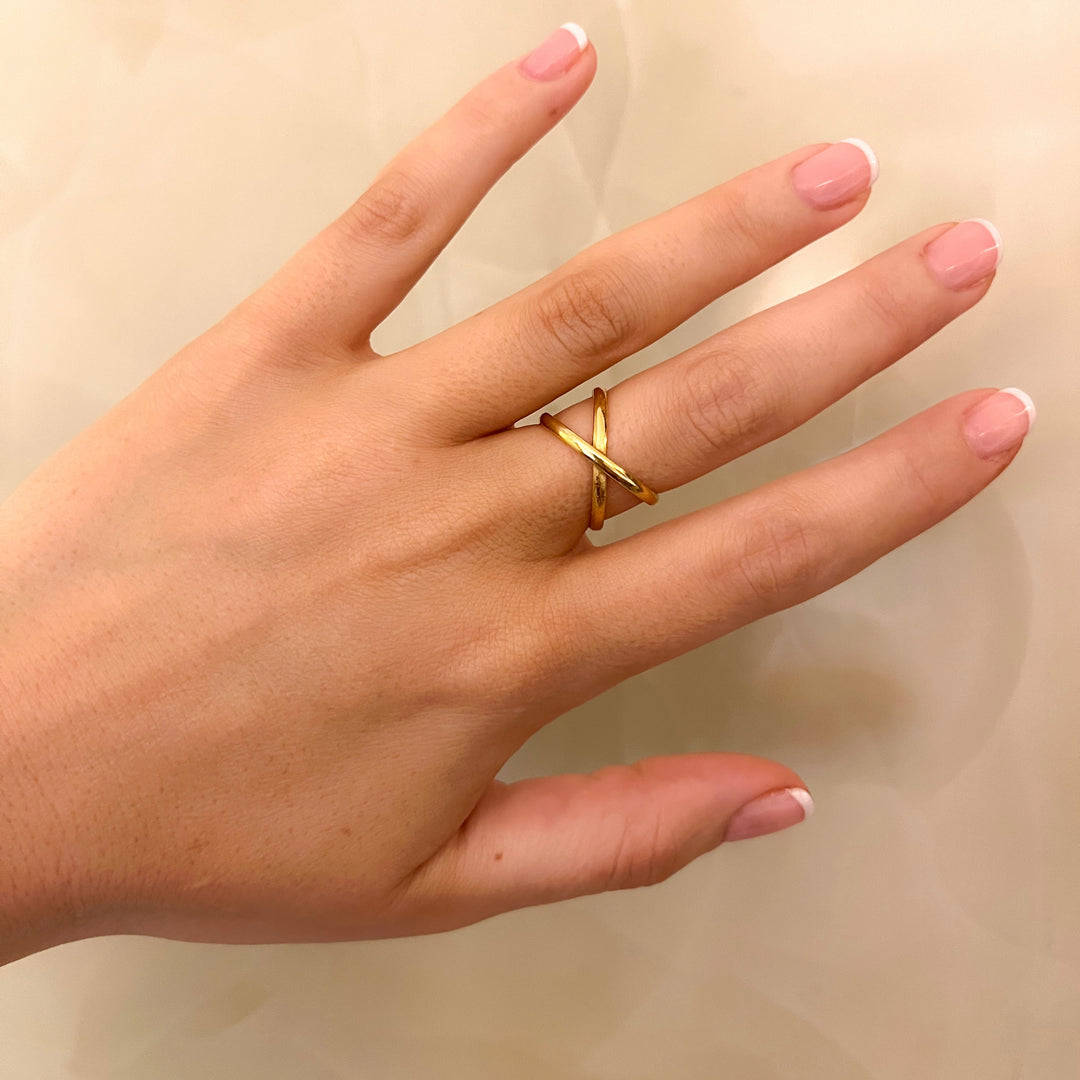 Criss Cross Gold Plated Ring