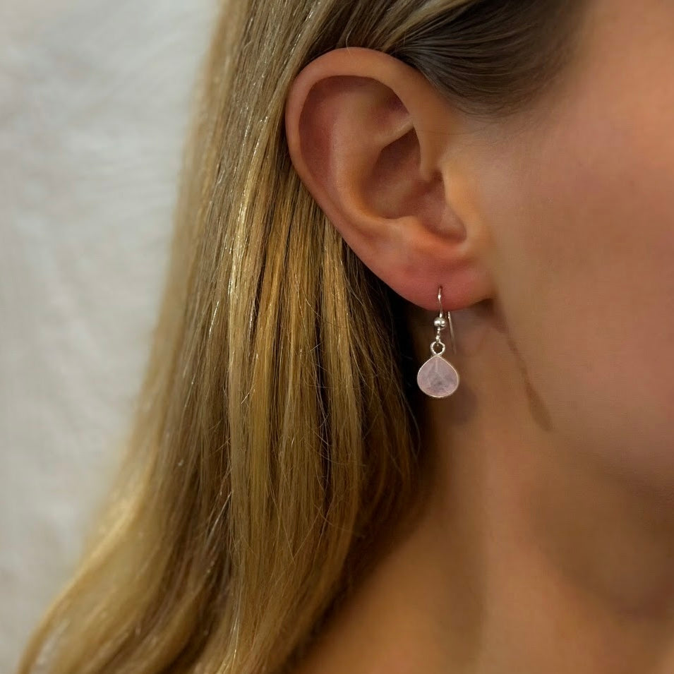 Nuala Stone Sterling Silver Earrings - Rose Quartz | Black Onyx