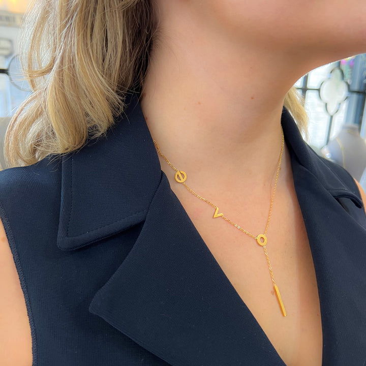 LOVE Asymmetrical Gold Necklace