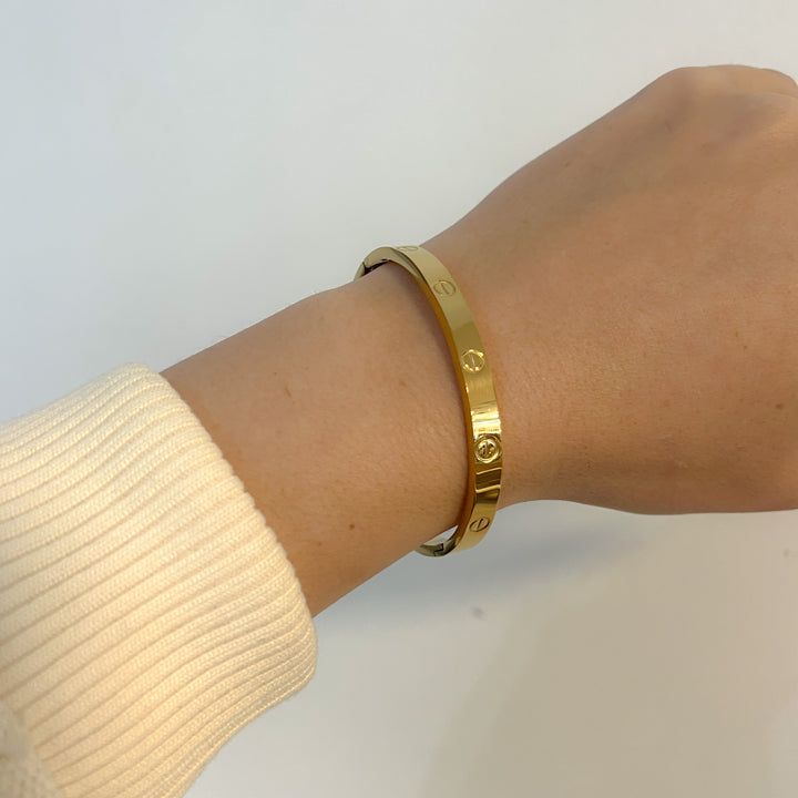 Gold Steel Screws Bangle Bracelet