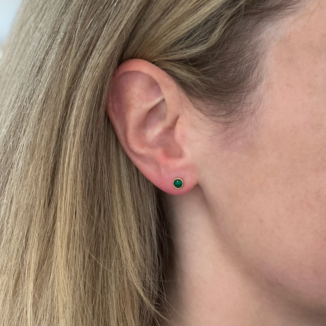 Gemstone Stud Earrings - Emerald | Amethyst | Black Onyx | Aquamarine | Rose Quartz | Labradorite