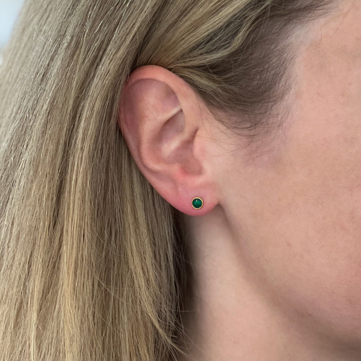 Gemstone Stud Earrings - Emerald | Amethyst | Black Onyx | Aquamarine | Rose Quartz | Labradorite