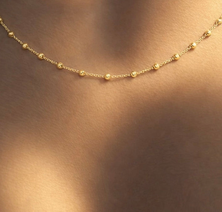 Chloe Dots & Chain Choker Necklace - Sterling Silver | 18ct Gold Plated Sterling Silver