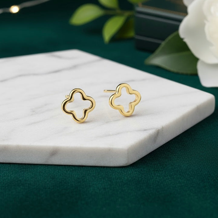 Lani Gold Plated Sterling Silver Clover Stud Earrings