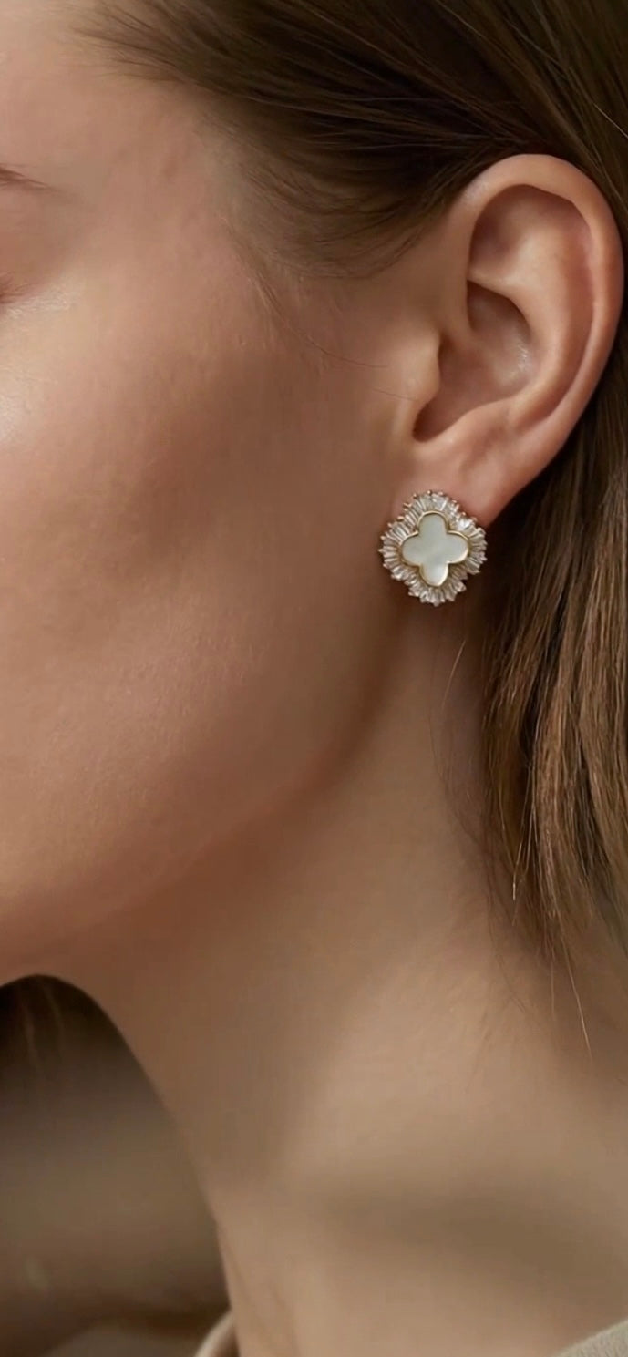 Radiate Mother of Pearl Clover Studs