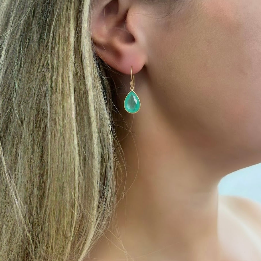Kate Gemstone Drop Earrings - Morganite | Moonstone | Aqua Calcedony