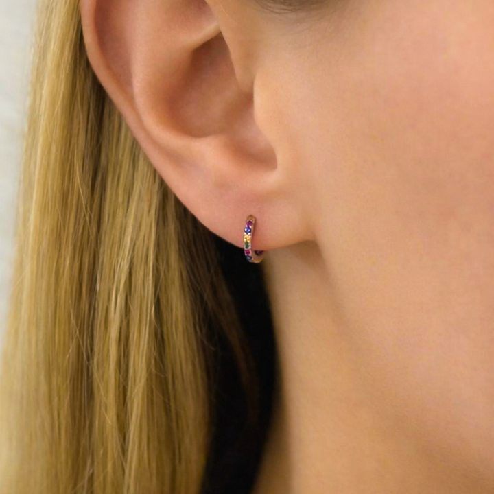 Tottie Zircon Huggie Hoops - White | Blue | Multi-Colour