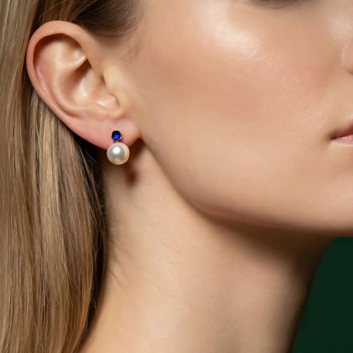 Sapphire & Pearl Drop Earrings