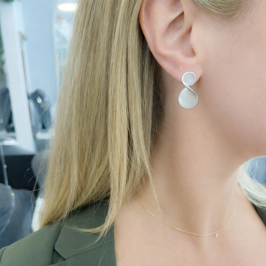 Matt-Silver Twisted Sterling Silver Earrings