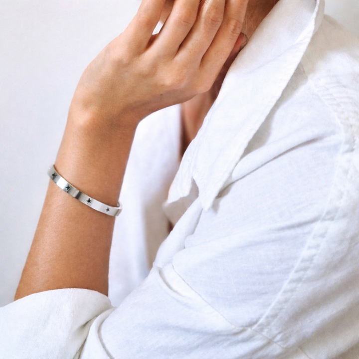 Astro Polished Silver Star Cuff