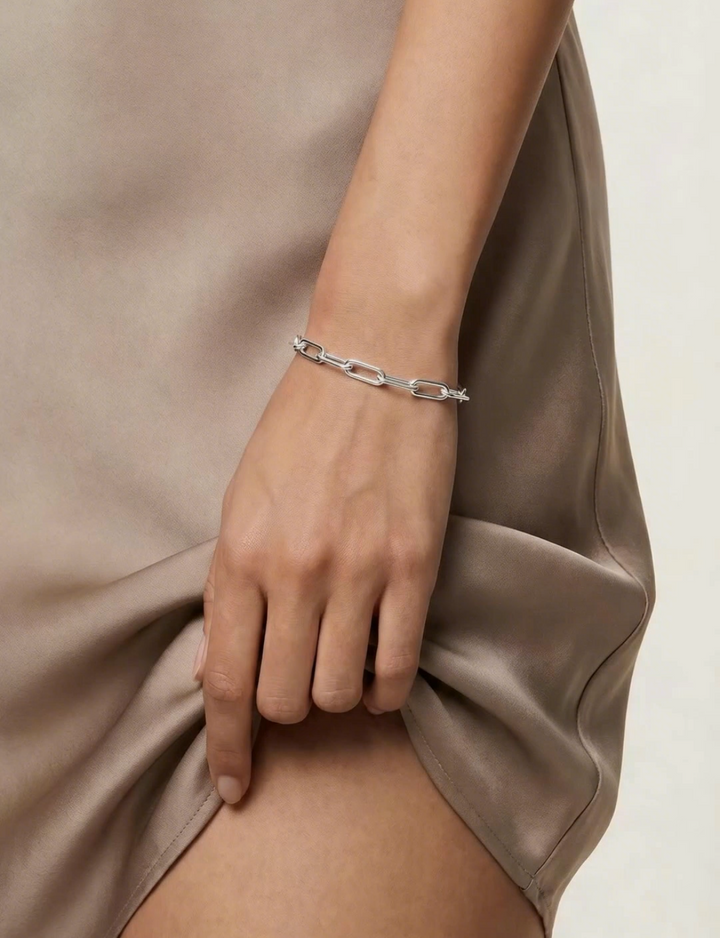 Edie Chunky Sterling Silver Square Link Chain Bracelet - 7 Inch | 7.5 Inch | 8 Inch