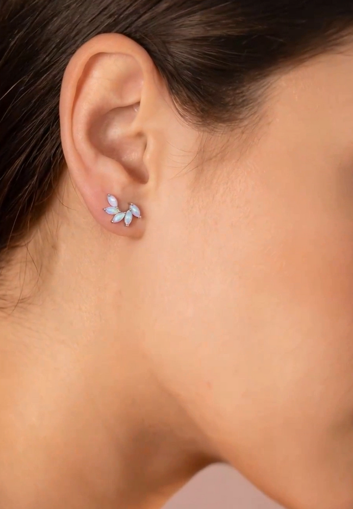 Moonstone Petal Stud Earrings