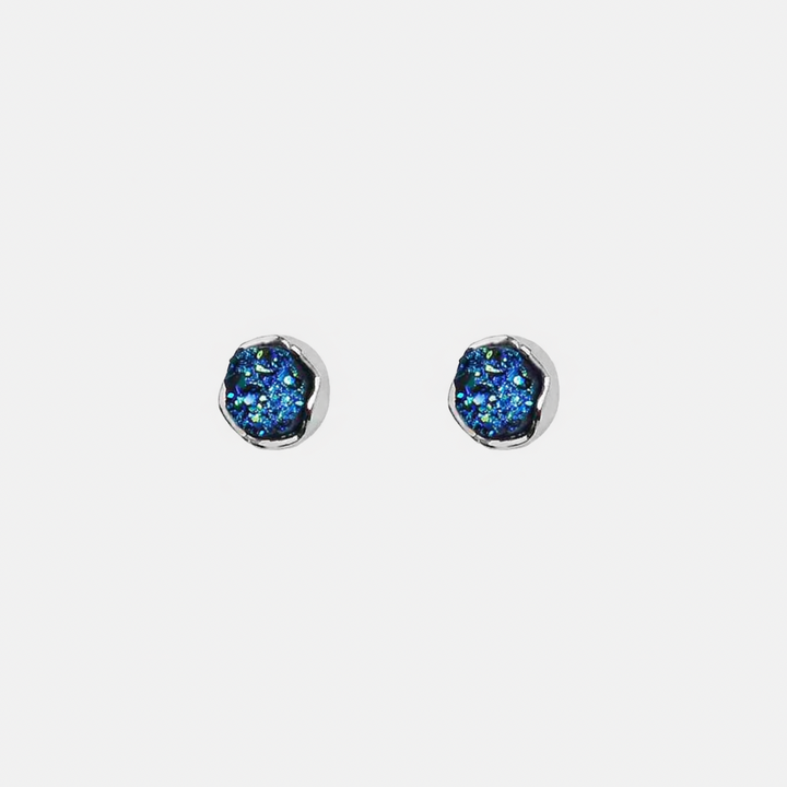 Neptune Blue Quartz Stud Earrings - Silver | Gold
